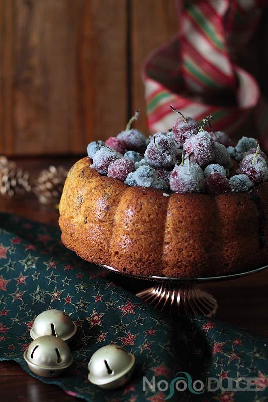 No solo dulces - bizcocho frutos rojos escarchados sin leche para navidad
