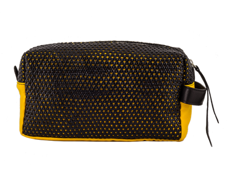 neceser de viaje amarillo y negro de mar flores