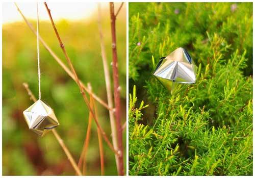 guirnalda de origami doblando papel reutilizado
