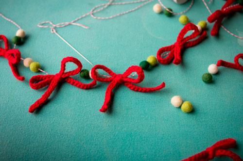 guirnalda de navidad con lana