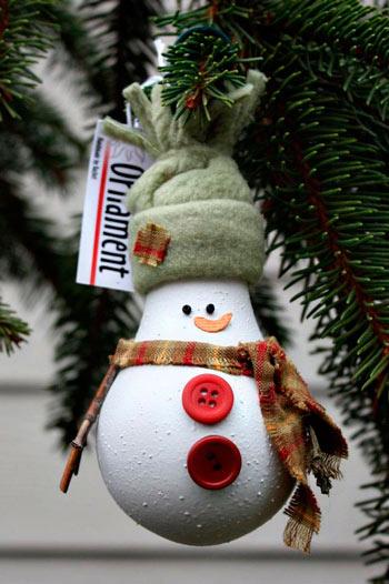 adorno para el árbol de Navidad reciclando una bombilla
