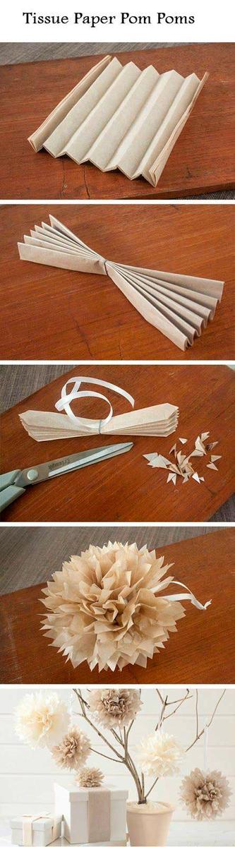 pompon de papel para decorar el árbol de navidad