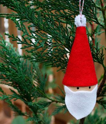 adorno para el árbol de Navidad con fieltro: papa noel
