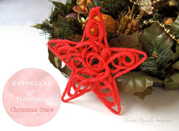 estrella de navidad hecha con lana de color