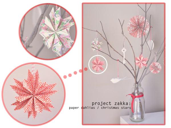 estrella de navidad hecha con papel de colores doblados