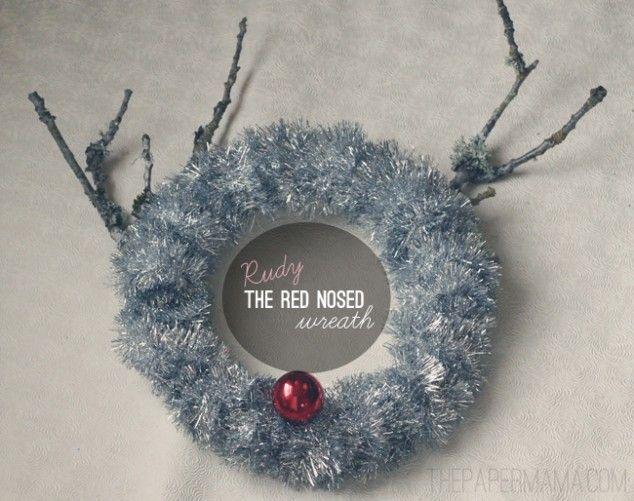 tutorial corona de navidad con forma del reno rudolph