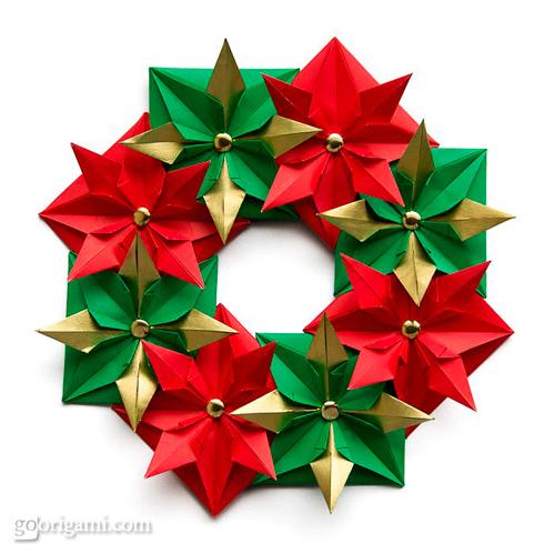 tutorial corona de navidad con origami