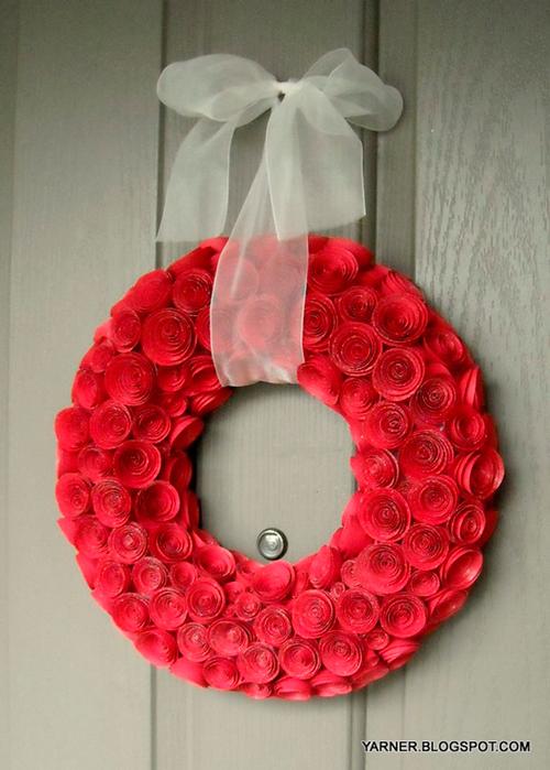 tutorial corona de navidad con rosas de papel o goma eva o foam