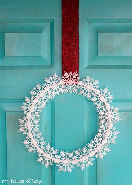 tutorial corona de navidad con copos de nieve