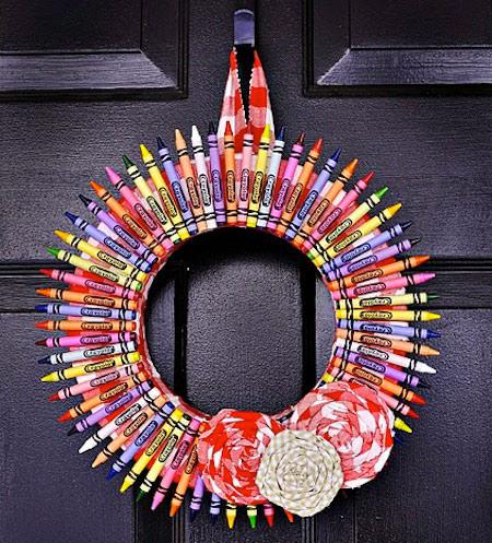 tutorial corona de navidad con lápices de colores crayon