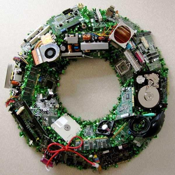 tutorial corona de navidad geek con microchips
