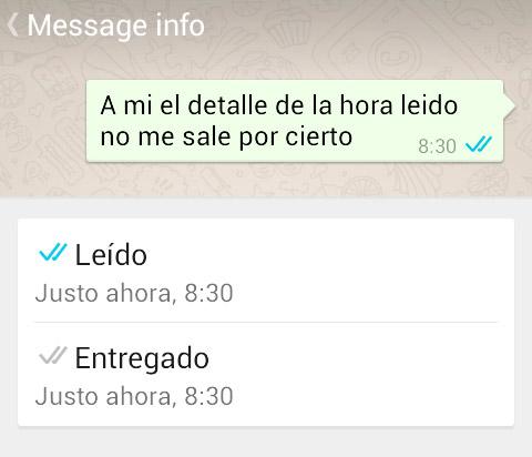 ejemplo de double check de color azul con la información de cuándo se ha entregado y cuándo se ha leído