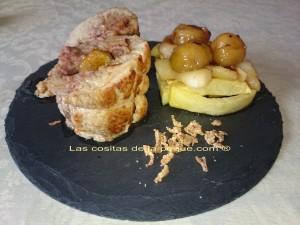 Solomillo relleno de paté iberico y castañas con timbal de patatas,manzanas y castañas5