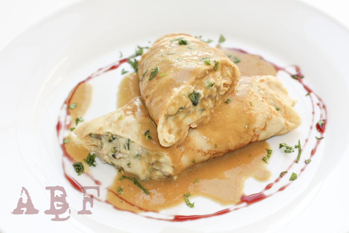 crepe relleno de calabacin y setas