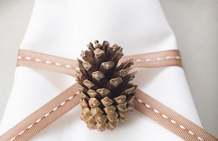 Servilleteros con piñas naturales