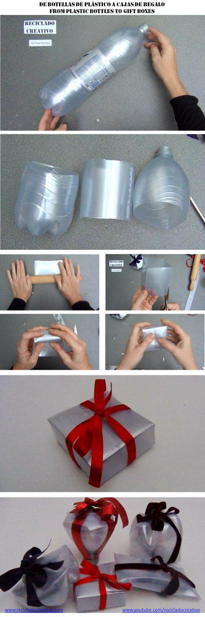 Cómo hacer una caja cuadrada con una botella de plástico reciclada