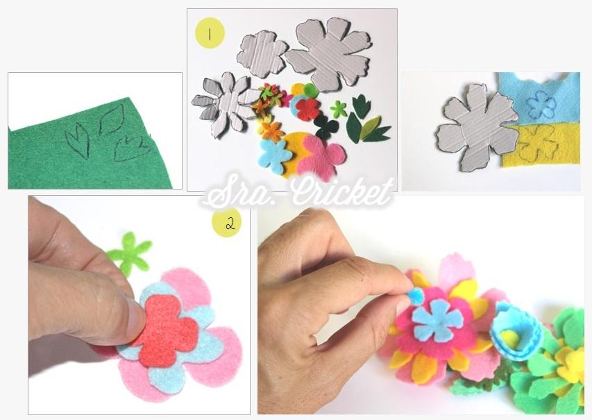 material para corona de flores de fieltro 2