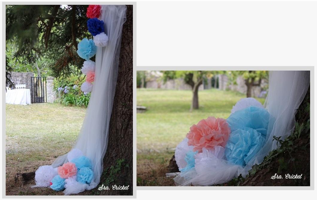 adorno tul y pompones