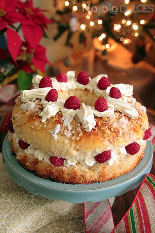 No solo dulces - Receta roscón de reyes chocolate blanco frambuesas