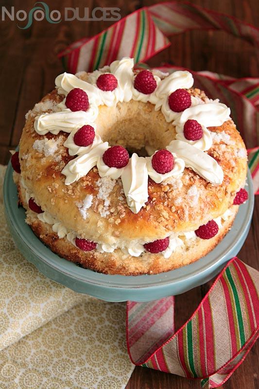 No solo dulces - Receta roscón de reyes chocolate blanco frambuesas