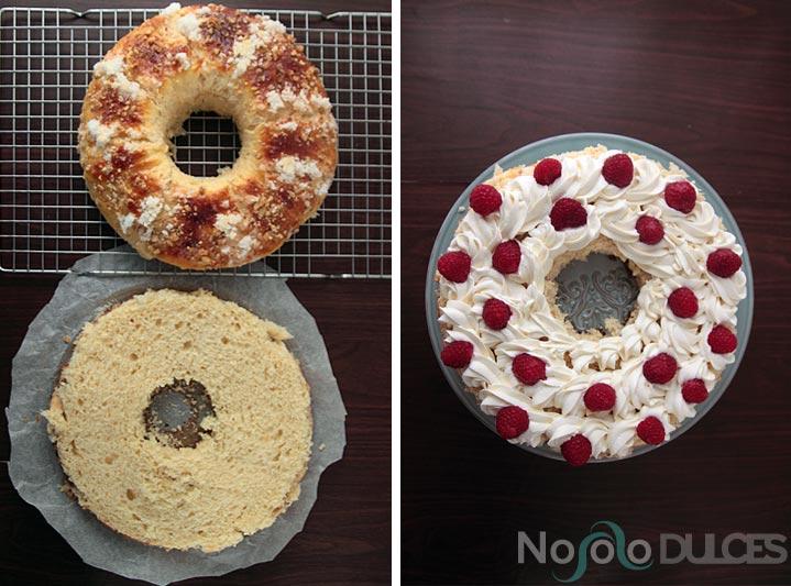 No solo dulces - Receta roscón de reyes chocolate blanco frambuesas