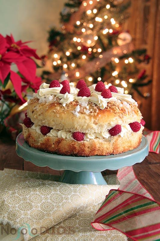 No solo dulces - Receta roscón de reyes chocolate blanco frambuesas