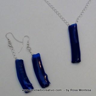 Bisutería realizada con botellas de plástico recicladas. Collares, pendientes, colgantes. Jewelry made out of recycled plastic bottles Reciclado Creativo by Rosa Montesa