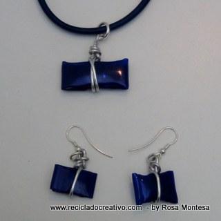 Bisutería realizada con botellas de plástico recicladas. Collares, pendientes, colgantes. Jewelry made out of recycled plastic bottles Reciclado Creativo by Rosa Montesa