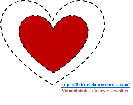 Plantilla corazón blanco y rojo.