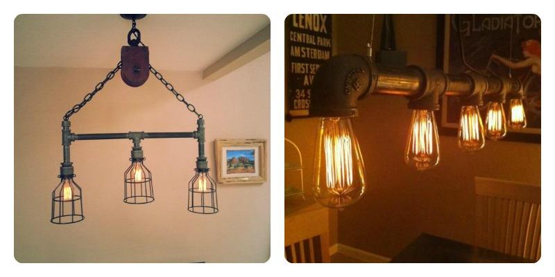 lámparas de techo hechas con tuberías