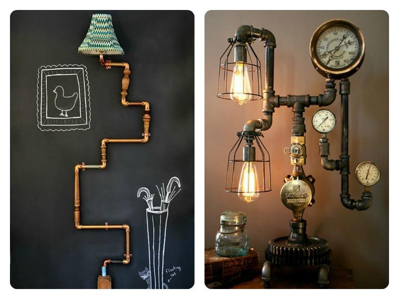 lámparas originales con tuberías