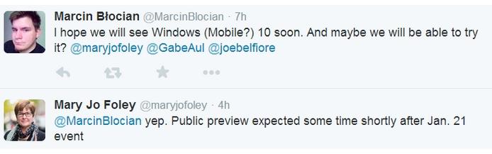 Mary Jo Foley windows 10 preview tweet