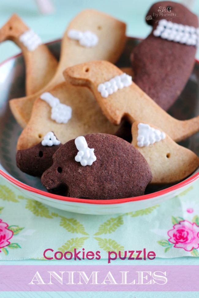 cookies puzzle animals Lekúe, Lekúe, galletas caseras, galletas animales, galletas de mantequilla, receta galletas Postreadicción, Sweets and Gifts Marietta, recetas de galletas caseras, galletas chocolate, galletas animales, bloguera murciana, galletas blanco y negro, galletas de vainilla, galletas de mantequilla