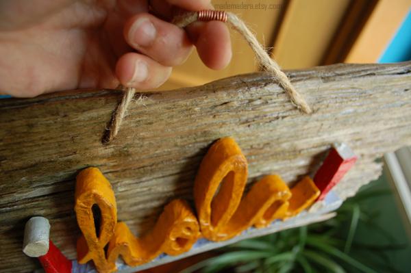 Hola Bienvenido Madera Letrero Wood Vintage Recycled Handmade Rustic Hello House Rústico Hecho a mano