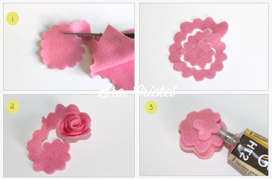 tutorial corona de flores de fieltro
