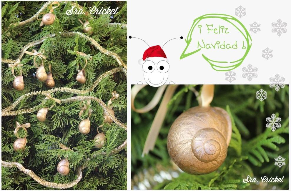 manualidad navideña: adorno árbol navidad con conchas de caracol