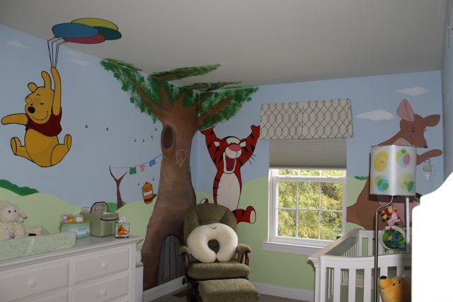 mural winnie the pooh para decorar la habitación infantil