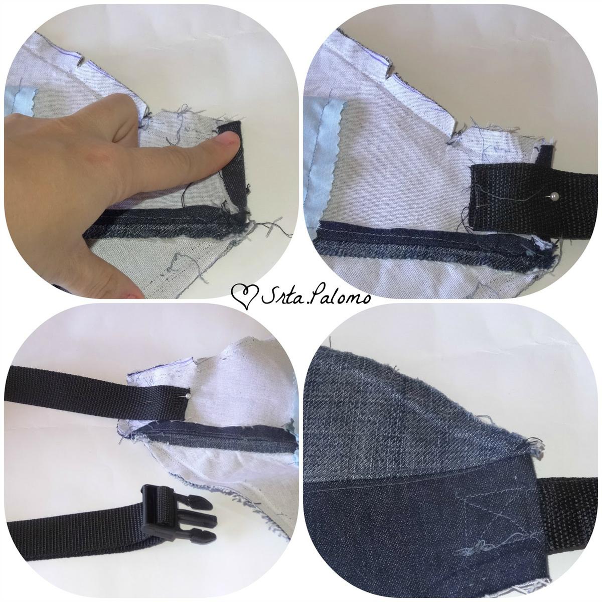 Tutorial riñonera: unimos la tira de la cintura a la riñonera
