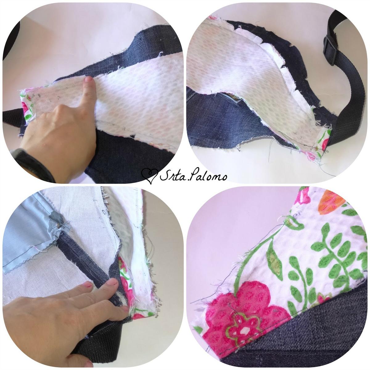 Tutorial riñonera: unimos la parte de delante a la de arriba