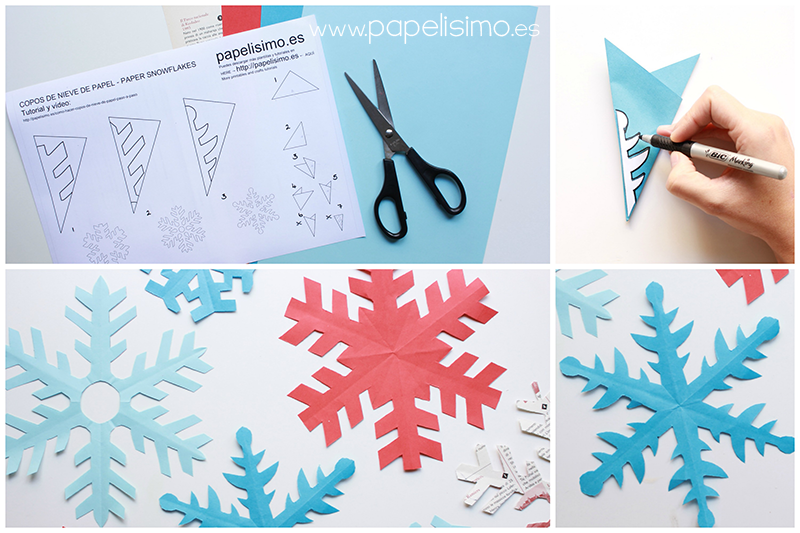 como hacer copos de nieve de papel