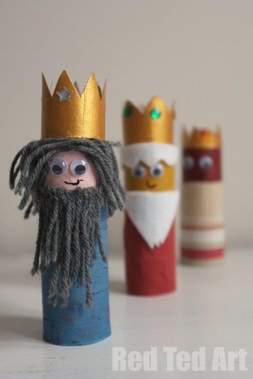 reyes magos con rollos de papel - diy