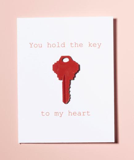 tarjeta de San Valentín original con una llave pintada