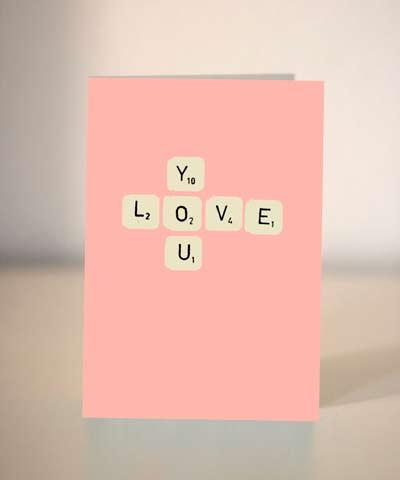 tarjeta de San Valentín original de scrabble