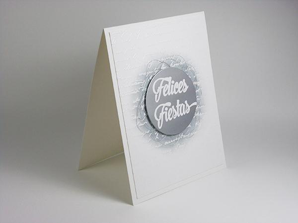 Tarjeta creativa navideña con embossing e hilo plateado