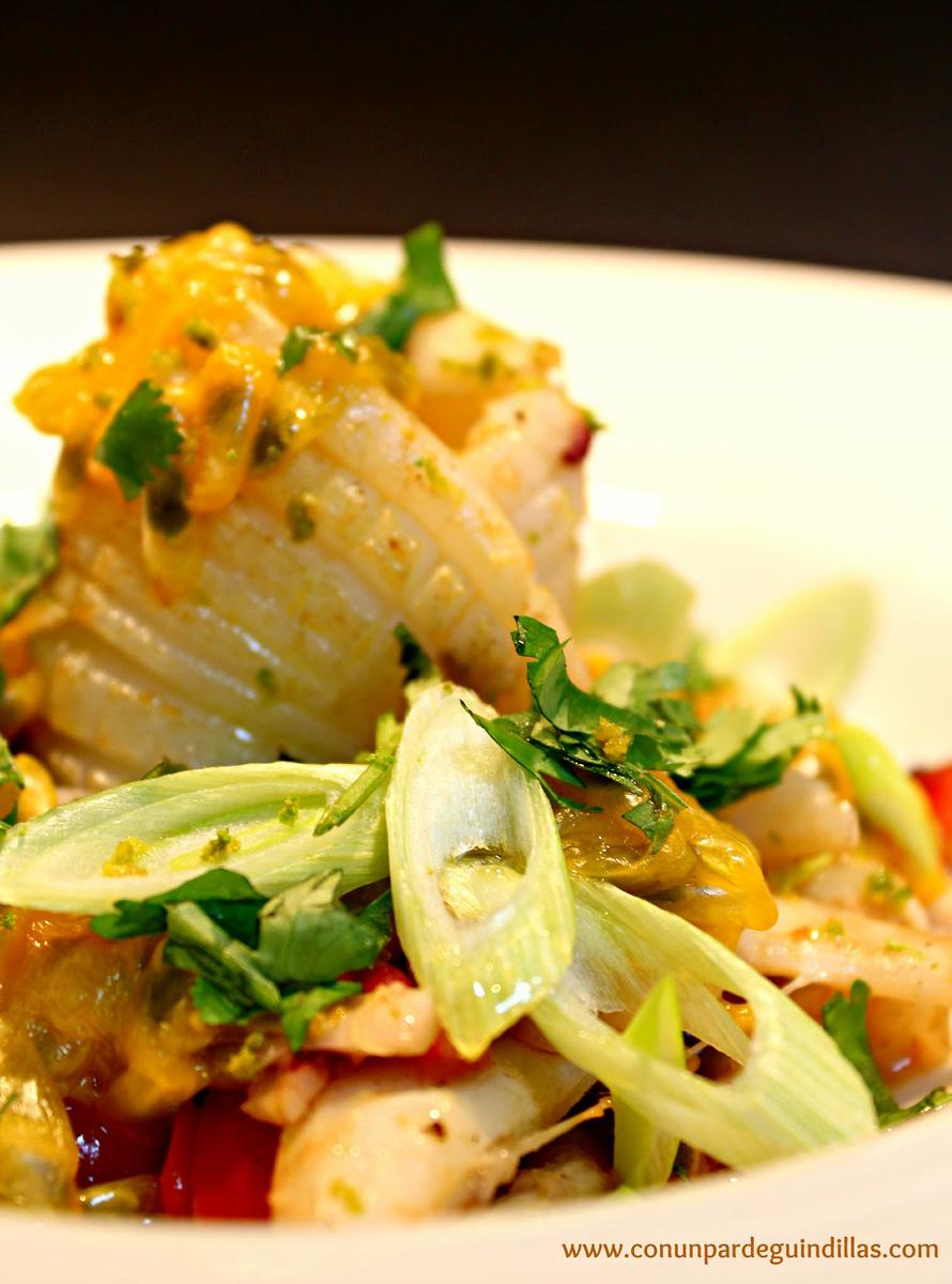 Sepia con flor de la pasión