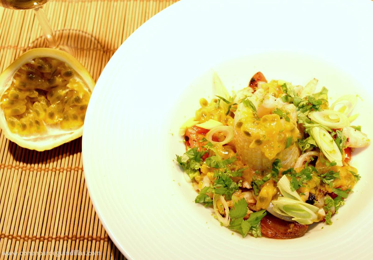 Sepia con flor de la pasión