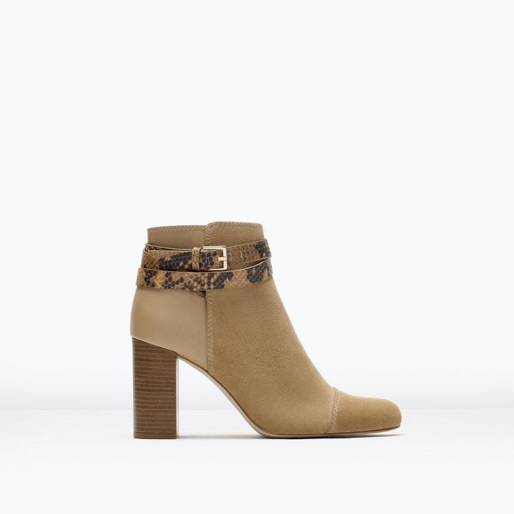 Botín de piel combinada de ZARA
