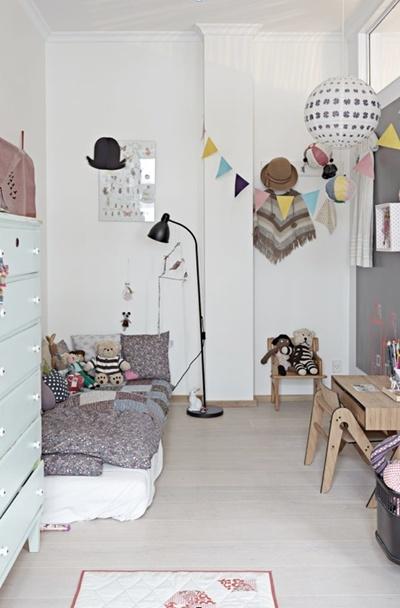 Ideas para decorar con banderines las habitaciones de los más pequeños.