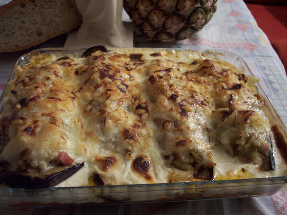 Berenjenas rellenas de arroz integral