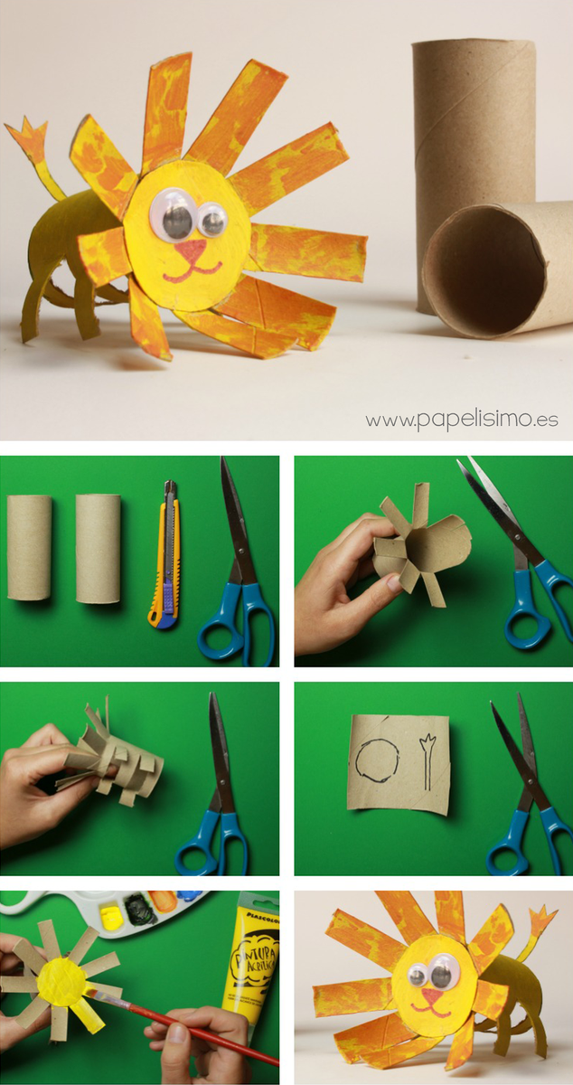 como hacer leon rollo carton papel higienico paper tube lion